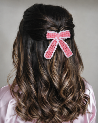 Handmade Crochet Bow Hair Clip | Cute Yarn Hair Accessory | Girls & Women Hair Clip