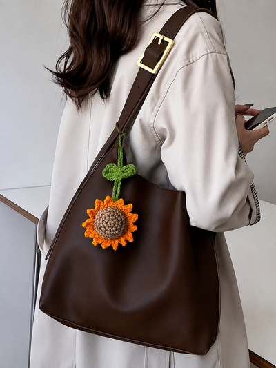 Handmade Crochet Sunflower Keychain & Bag Charm | Cute Floral Keyring | Gift for Girls & Women